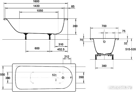 Ванна Eurowa 160x70