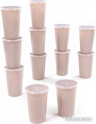 Набор стаканов для воды и напитков Полесье 74048 (12 шт, темно-кремовый)