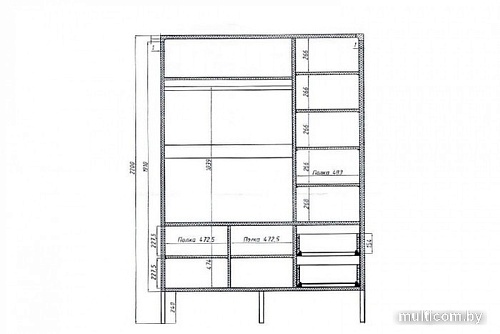 Шкаф распашной Молодечномебель Хитроу В2D5 ВМФ-1665 (серый агат/БА)