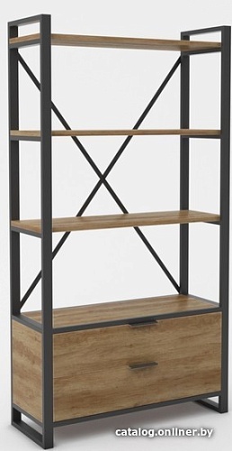 Стеллаж Hype Mebel Стандарт Люкс 80x200 (черный/дуб галифакс олово)