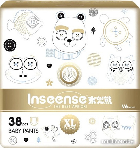 Трусики-подгузники Inseense Супертонкие V6 XL 12-17 кг Ins38gold (38 шт)