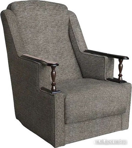 Интерьерное кресло Асмана Анна с деревянными подлокотниками (бежевый/рогожка)