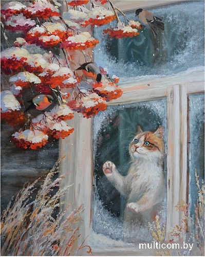 Картина по номерам Остров Сокровищ Кот и снегири 662899