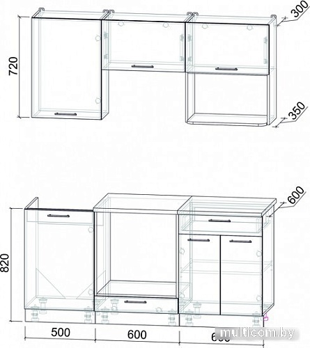 Готовая кухня Интерлиния Мила Лайт 1.7 ВТ (бетон лайт/дуб золотой/опал светлый)