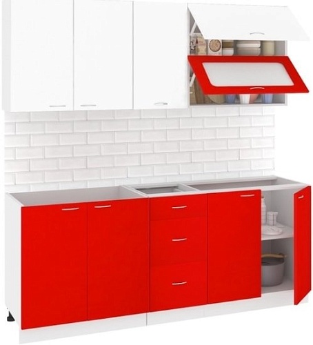 Кухня Кортекс-мебель Корнелия Мара 2.0 без столешницы (белый/красный)