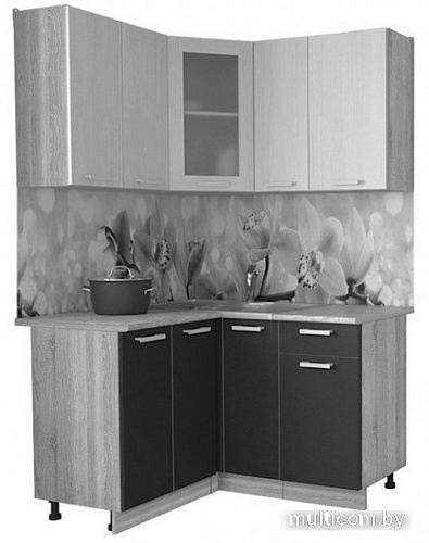 Готовая кухня Интерлиния Мила 12x13 (ваниль-бетон-травертин)