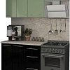 Кухня Кастанье Марта 1.5 (зеленый глянец/черный глянец)