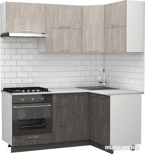 Готовая кухня S-Company Клео крафт 1.2x1.8 правая (железный камень/бетонный камень)