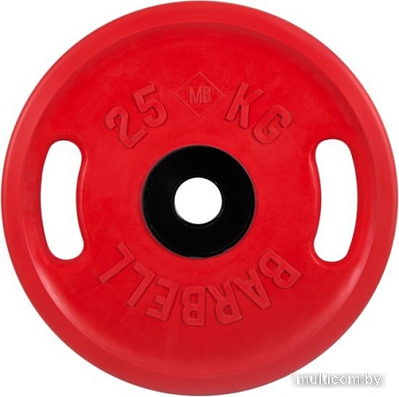 Диск MB Barbell Евро-классик с ручками 51 мм (1x25 кг, красный)