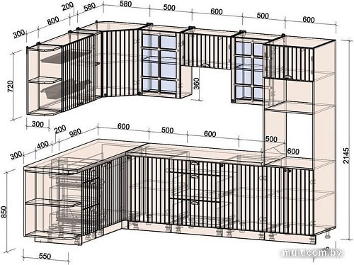 Интерлиния Берес 1.88x2.8 ВТ левая (дуб лазурный/дуб серый/серый каспий)