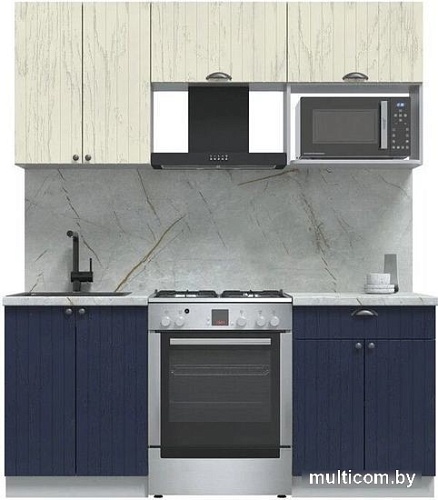 Готовая кухня Интерлиния Берес 1.8В (дуб снежный/дуб королевский/серый каспий)