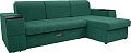 Диван Сириус Лидер-13 с оттоманкой НПБ 285x165 (Eva 30 велюр зеленый)