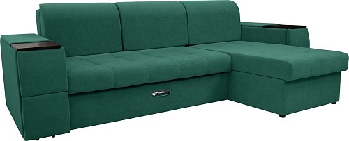 Диван Сириус Лидер-13 с оттоманкой НПБ 285x165 (Eva 30 велюр зеленый)