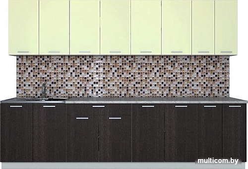 Кухня Интерлиния Мила Лайт 3.0 (салатовый/дуб венге)