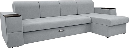 Сириус Лидер-13 с оттоманкой ППУ 330x165 (Eva 09 велюр светло-серый)