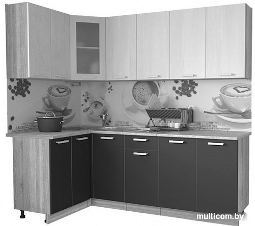 Готовая кухня Интерлиния Мила 12x22 (бетон-бетон-кастилло темный)