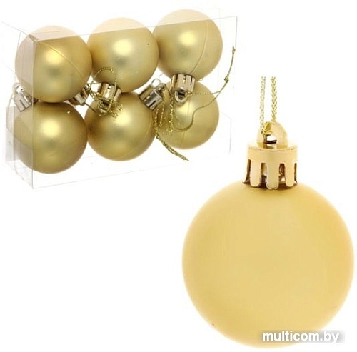 Елочная игрушка Серпантин Матовый шар 4 см 6 шт (золотистый) 183-838