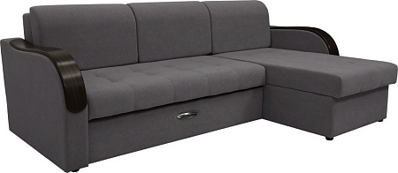 Диван Сириус Лидер-1 c оттоманкой НПБ 260x165 (Eva 07 велюр темно-серый)