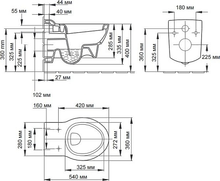 Унитаз Jacob Delafon Ove 54x36 [E1585]