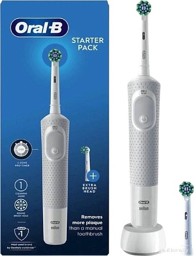 Электрическая зубная щетка Oral-B Vitality D100 Starterkit + 2 насадки (серый)