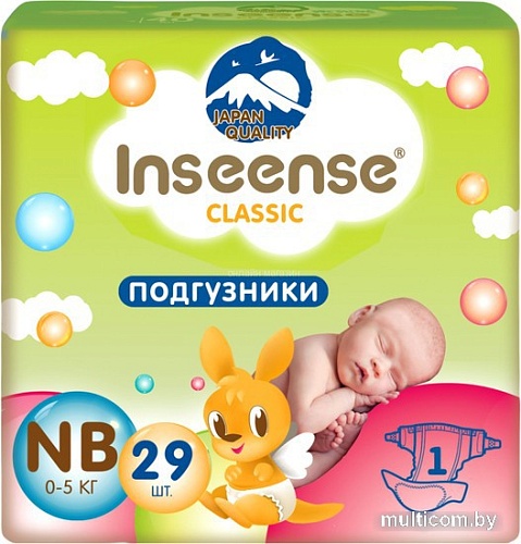 Подгузники Inseense Classic Plus NB 0-5 кг InsCNB29Lime (29 шт)