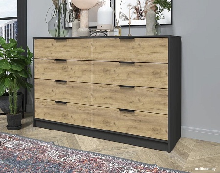 Комод Интерлиния Концепт КТ-К157 (дуб золотой/антрацит)