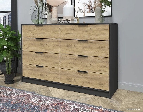 Комод Интерлиния Концепт КТ-К157 (дуб золотой/антрацит)