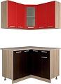 Угловая кухня Интерлиния Мила 12x12 (красный/дуб венге)