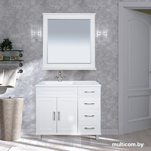 Мебель для ванных комнат Misty Купер-90 с 4 ящ. белая правая П-Куп01090-0124ЯП