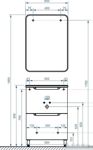 Belux Тумба под умывальник Ганновер Н 60-02 (1, белый глянец)