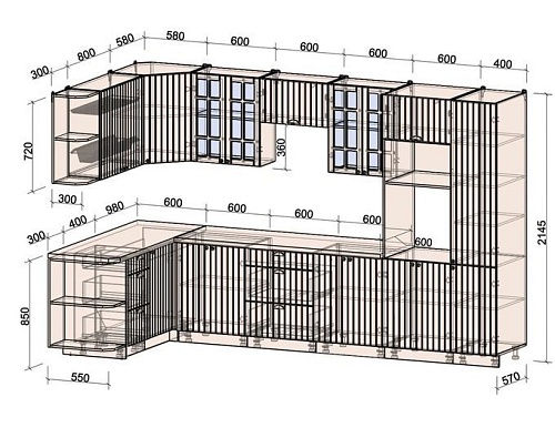 Интерлиния Берес 1.68x3.4 ВТ левая (дуб лазурный/дуб бунратти)