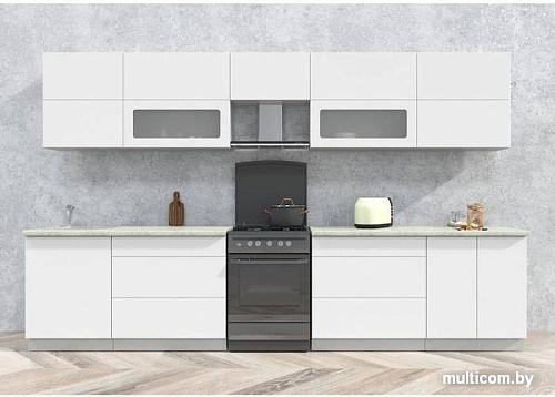 Кухня Интерлиния Мила Матте 3.5 Б (белый/белый/опал светлый)