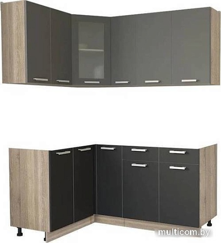 Готовая кухня Интерлиния Мила 12x17 без столешницы (серебристый/антрацит)