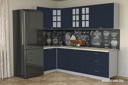 Готовая кухня Интерлиния Мила Деко 1.2x2.6 (индиго/индиго/опал светлый)