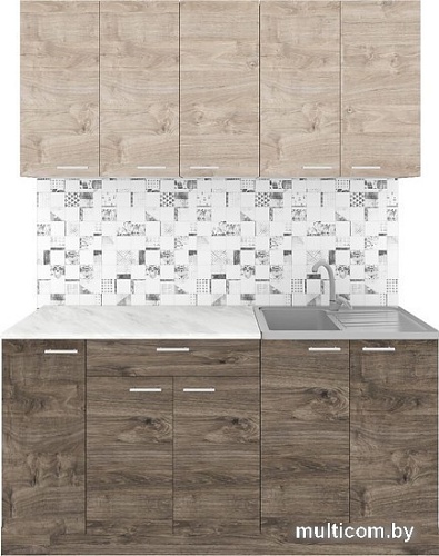 Готовая кухня Агута Альфа 1.5 (дуб эспрессо/дуб винтажный/этория)