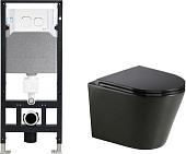 Унитаз подвесной WeltWasser Amberg 506 + Salzbach 043 MT-BL + Amberg RD-WT (черный матовый)