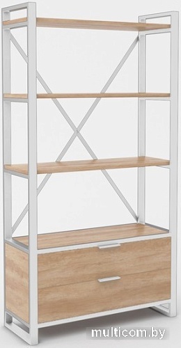 Стеллаж Hype Mebel Стандарт Люкс 50x200 (белый/дуб галифакс натуральный)