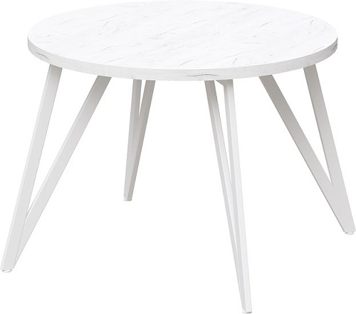 Кухонный стол Millwood Женева 2 Л D110 110x110x75 (дуб белый Craft/металл белый)