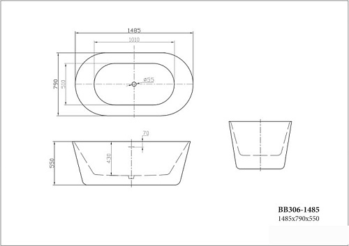 Ванна BelBagno BB306-1485 148x79