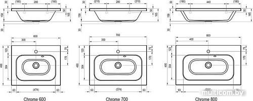 Умывальник Ravak Chrome 800 80x49 [XJG01180000]