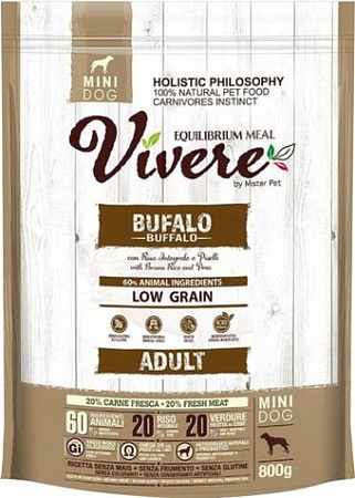Сухой корм для собак Vivere Mini Adult Buffalo 800 г