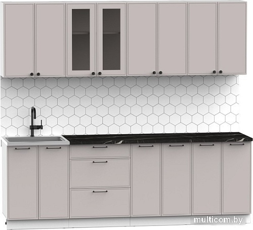 Готовая кухня Интермебель Лион-18 2.4м (луна софт/тунис)