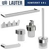 Набор аксессуаров для ванной Lauter 21TS3018 + 21TS3020 + 21TS3008 + 21TS3012 + 21TS3001 + 21TS3022 (Chrome, 6 предметов)