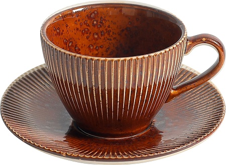 Чашка с блюдцем AksHome Aurora 200мл (фарфор/каштановый)