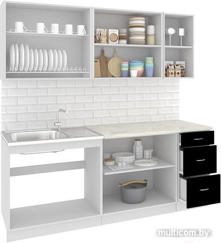 Кухня Кортекс-мебель Корнелия Мара 2.0м (салатовый/серый/марсель)