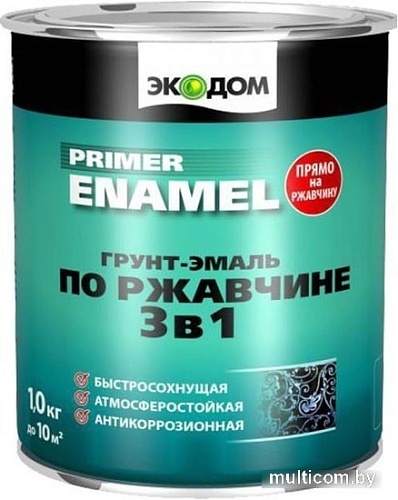 Грунт-эмаль Экодом Грунт-эмаль по ржавчине 3 в 1, 2.5 кг (белый, RAL 9010)
