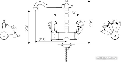 Смеситель Omoikiri Amagasaki-SI (античное серебро)