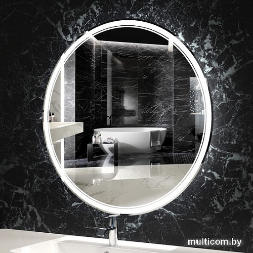 Пекам Зеркало LED Ring2-70х70scl (сенсор на прикосновение/часы)