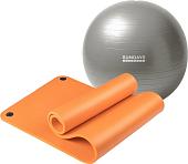 Набор для йоги Sundays Fitness Фитбол 75см IR97403 + Коврик 1.5см IR97506 (серый, оранжевый)