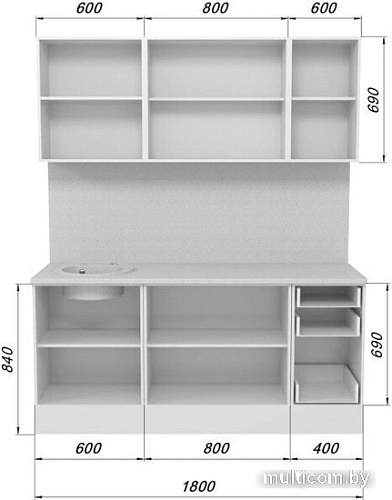 Шкаф навесной Горизонт Ева 80 (тирамису софт)